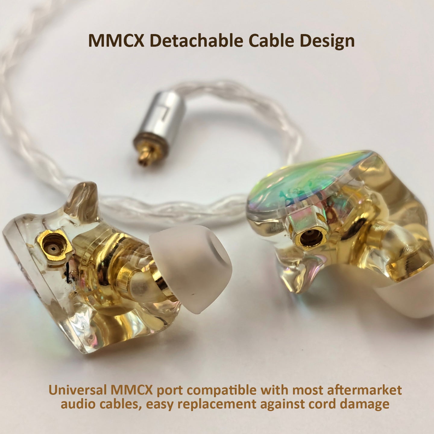 Iridescent Resin Wired In Ear Headphones,  Optional Mic & Type-C Plug for Daily Music Calls