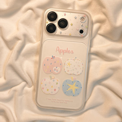 Pastel Apple Print iPhone Case with Beaded Chain