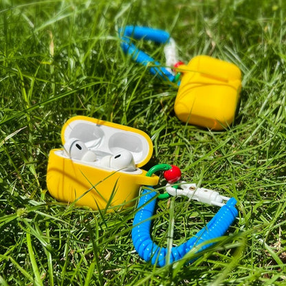 Bauhaus Retro Silicone AirPods Case, Matte Soft Cover with Coiled Lanyard