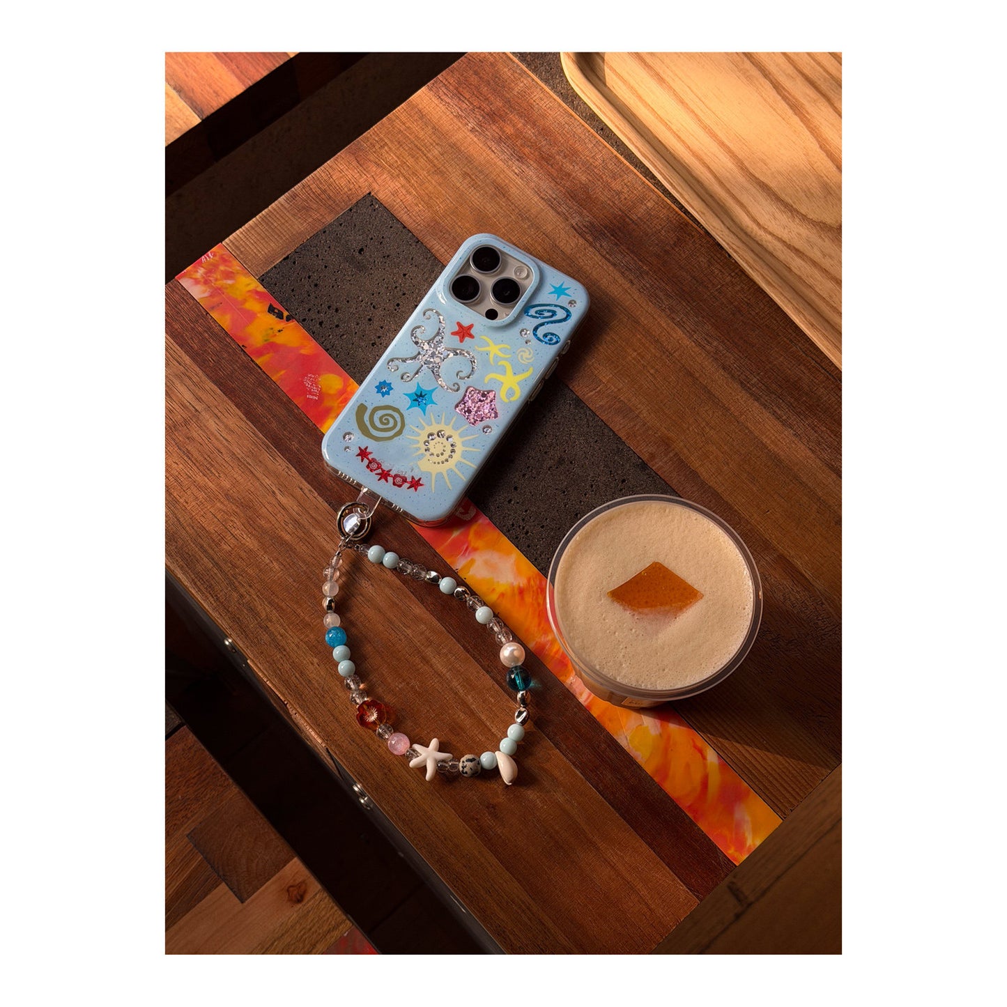 Ocean & Beach Themed iPhone Case with Beaded Strap & Charm