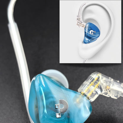 Pixel Art Resin Wired In Ear Earphones, Crystal Blue Headphones with Optional Mic & Type-C Plug for Daily Music Calls