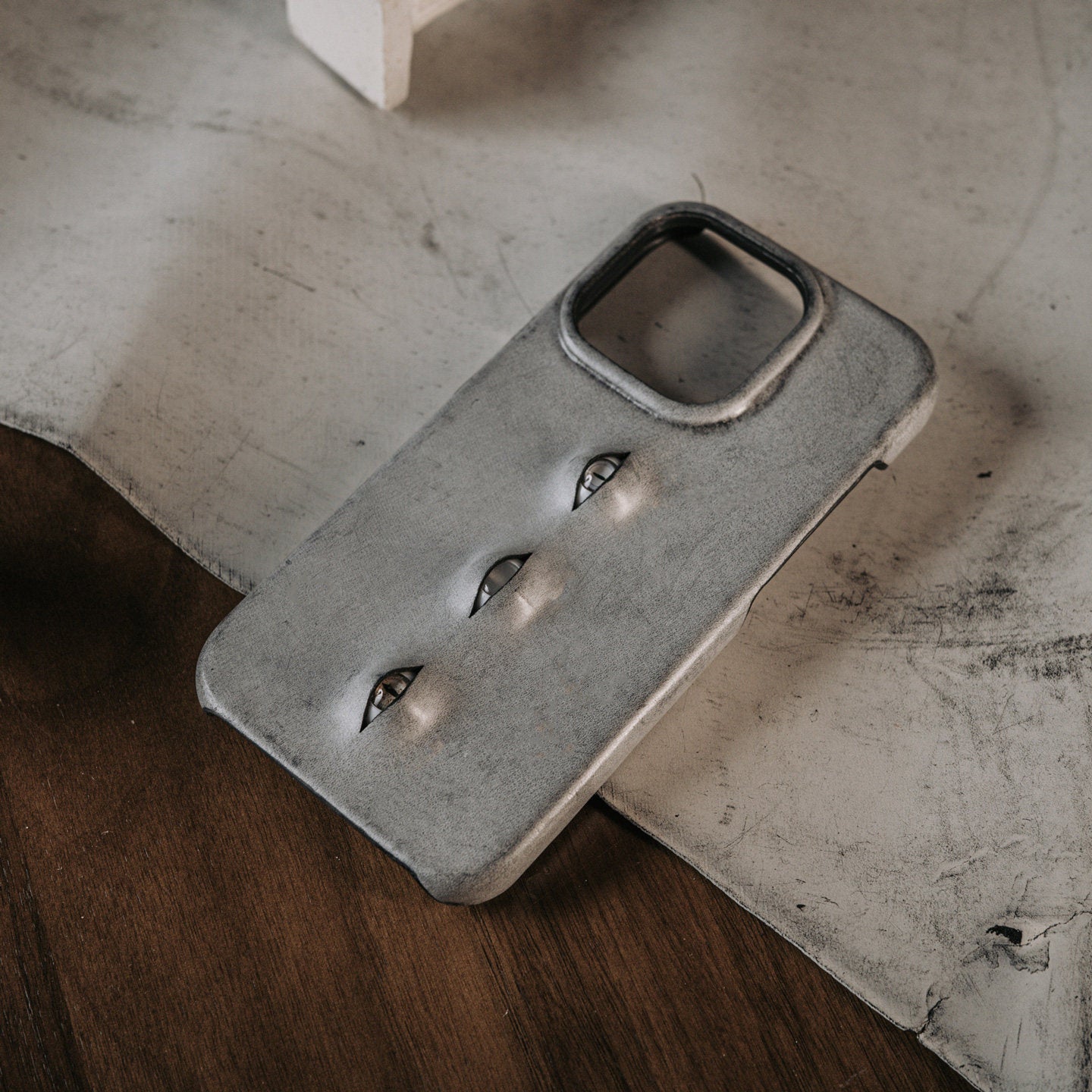 Three Eyes Handmade Vintage Leather iPhone Case