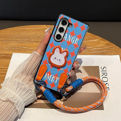 Orange & Blue Plaid Phone Case for Samsung Z Fold seaart