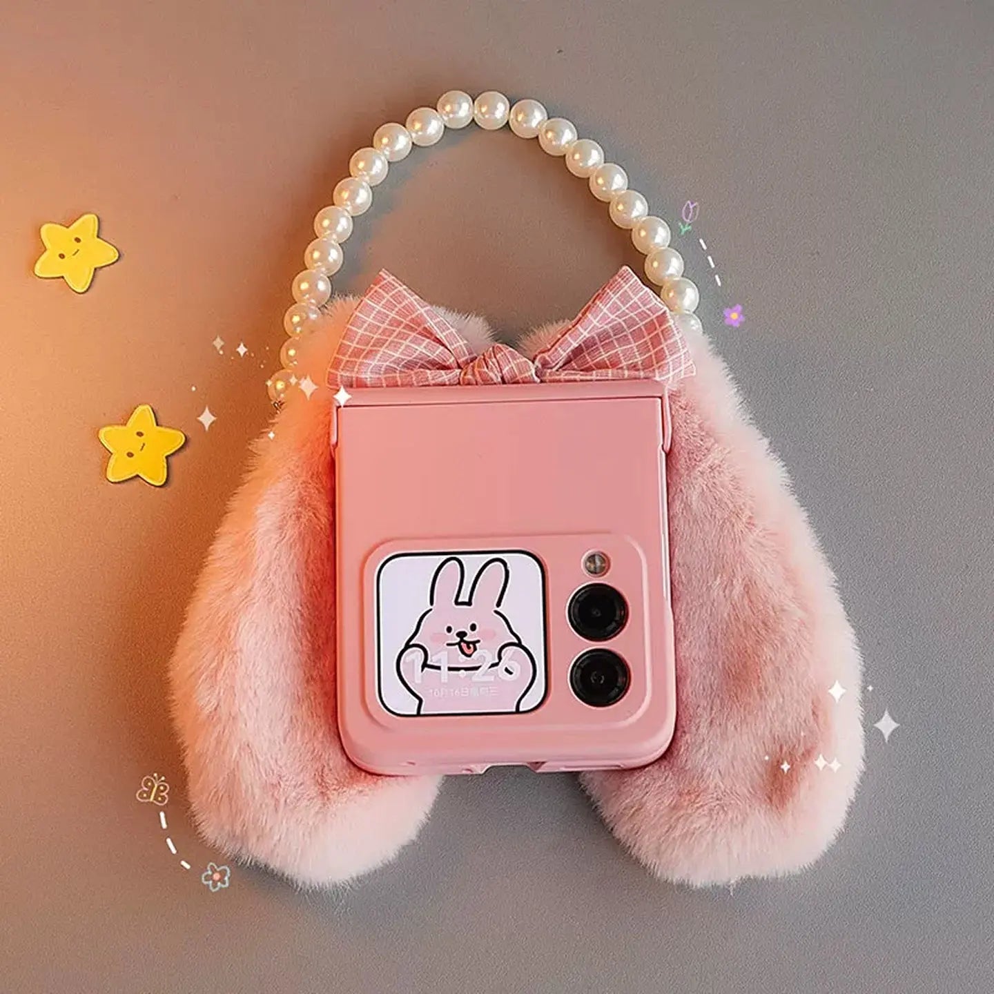 Cute Plush Bunny Ear Flip Case for Samsung Z Flip SEACASE
