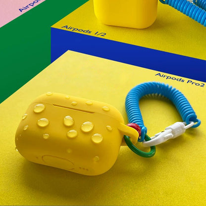 Bauhaus Retro Silicone AirPods Case, Matte Soft Cover with Coiled Lanyard