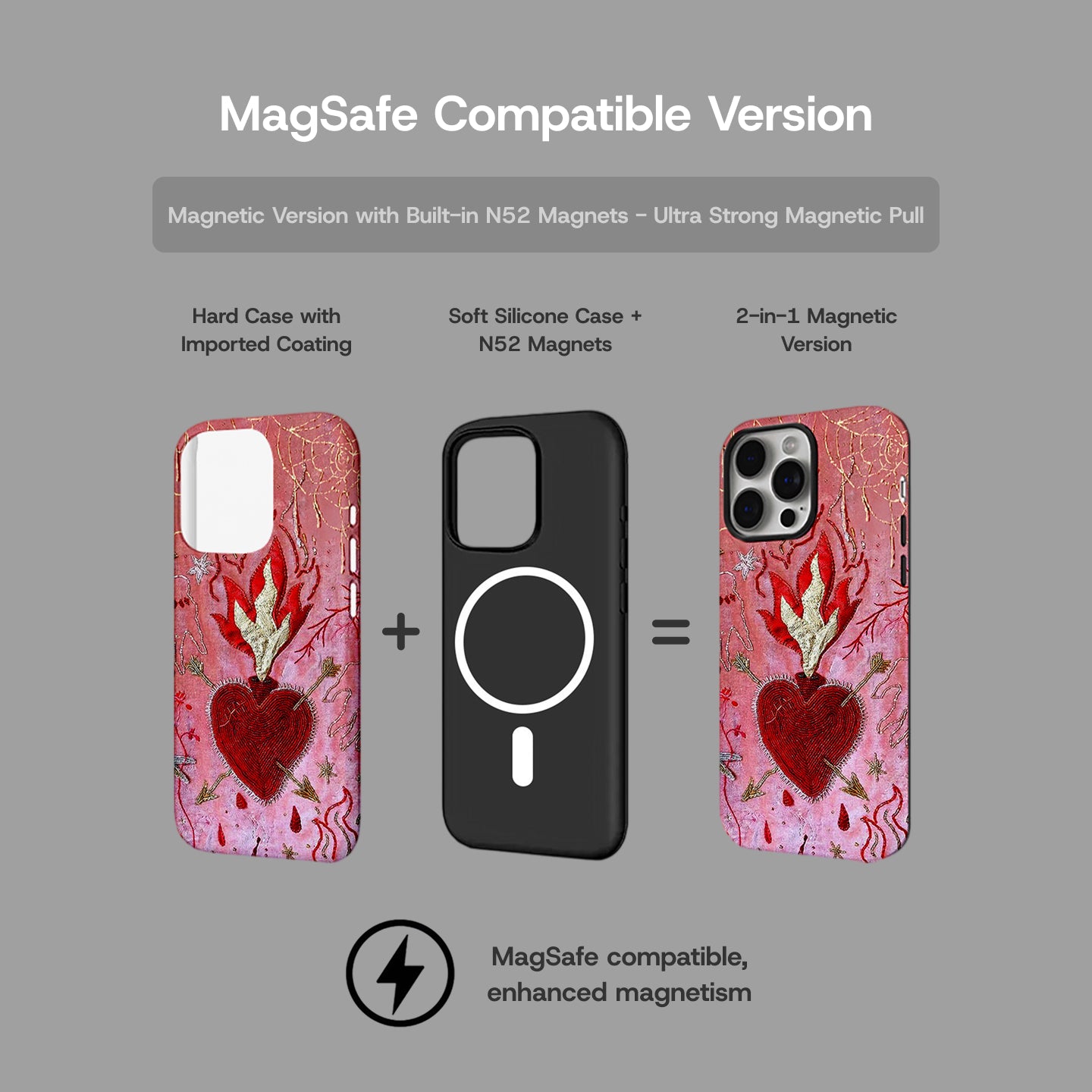 Vintage Burning Heart Embossed Art iPhone Case