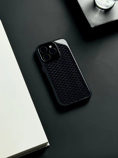 Black Geometric Pattern MagSafe Glass iPhone Case