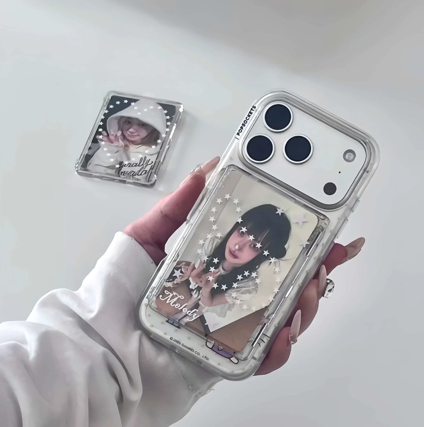 Clear Magnetic Card Holder for K-Pop Photocards, Star/Heart Sticker Options
