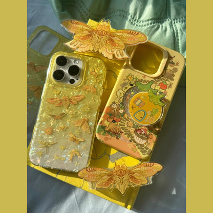 Golden Moth Shell Texture iPhone Case, IMD Double‑Layer Printed Hard Protective Cover for iPhone