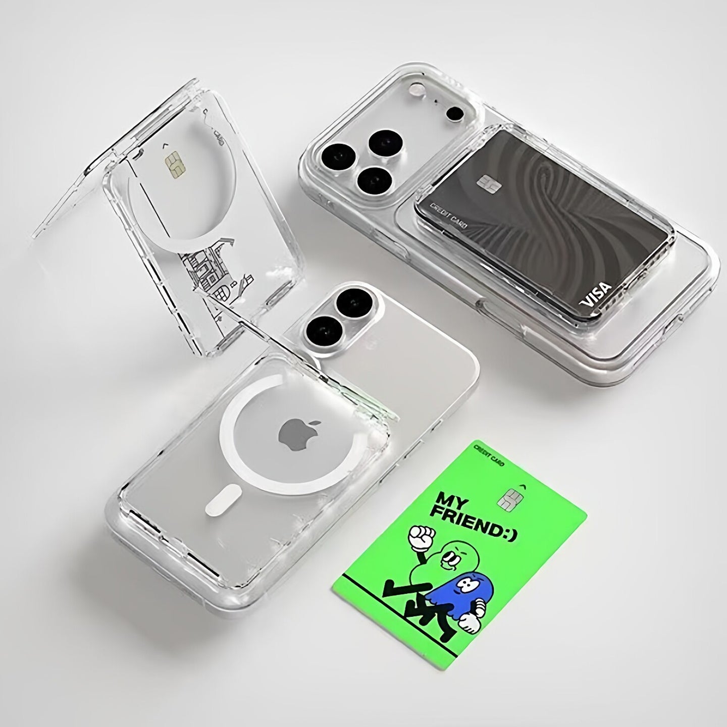 Clear Magnetic Card Holder for K-Pop Photocards, Star/Heart Sticker Options