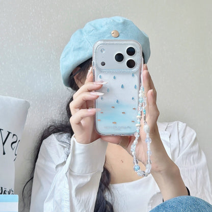 Ocean Fish & Water Drop Print iPhone Case with Starfish Bead Chain