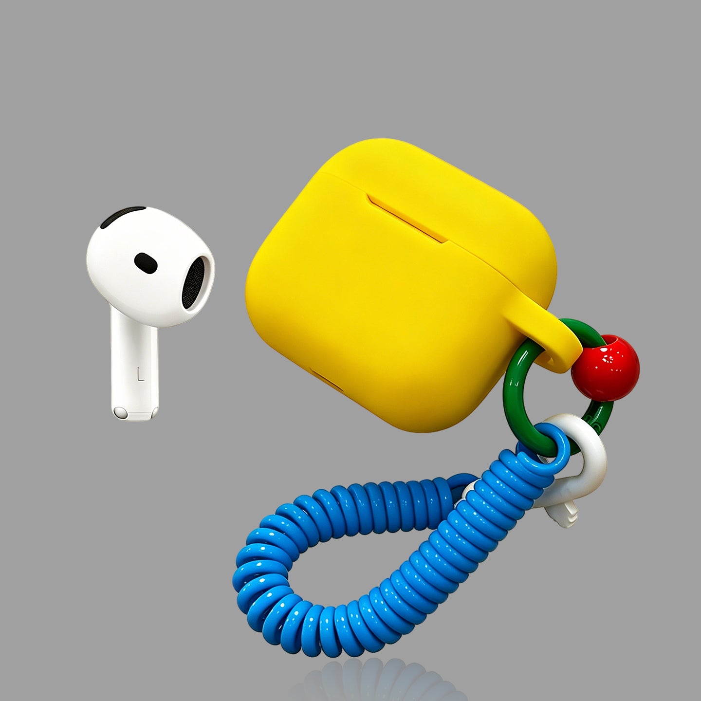 Bauhaus Retro Silicone AirPods Case, Matte Soft Cover with Coiled Lanyard