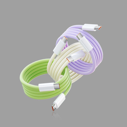 Magnetic Self-Winding USB-C Cable, 240W Fast Charging Liquid Silicone Type-C Charger Cord