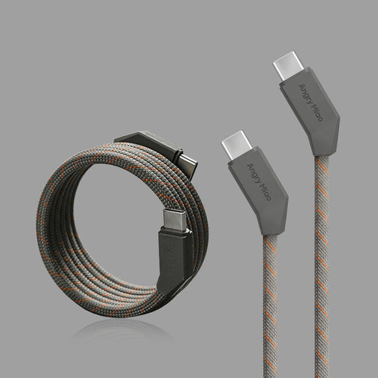 Slant Head Magnetic Braided USB-C Cable, Fast Charging Dual Type-C Charger Cord