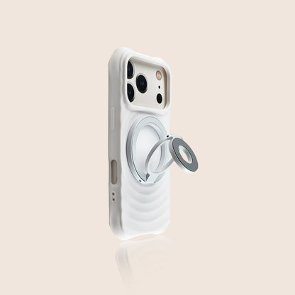 ウェーブテクスチャー マグネットリングホルダー付き iPhoneケース