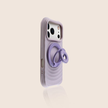 ウェーブテクスチャー マグネットリングホルダー付き iPhoneケース