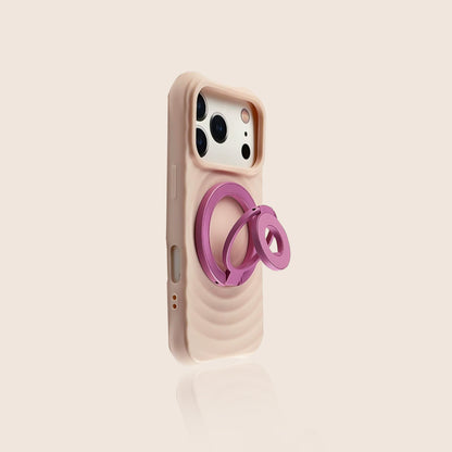ウェーブテクスチャー マグネットリングホルダー付き iPhoneケース