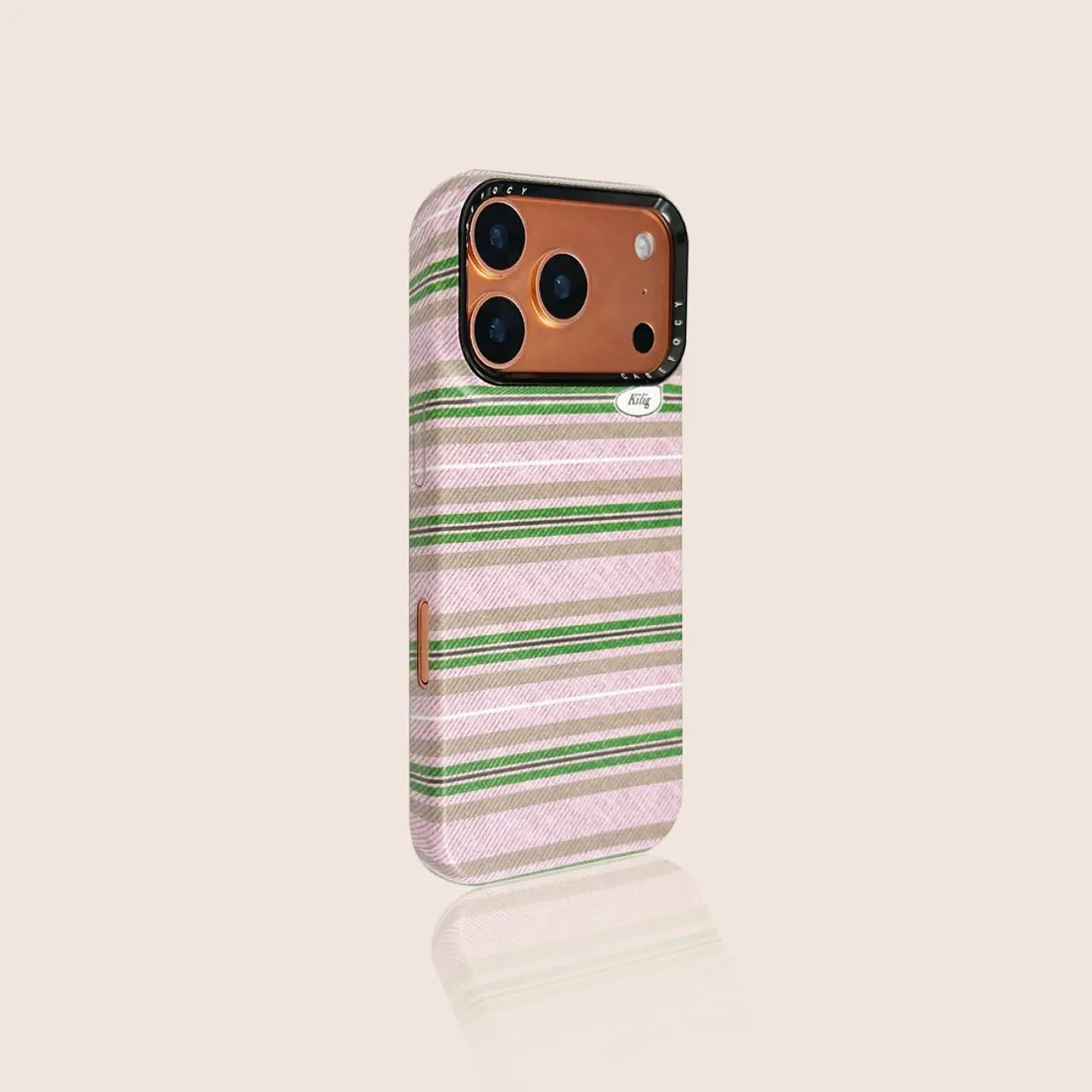 Three-Color Stripe iPhone Case, Optional Velvet Magnetic Stand SEACASE
