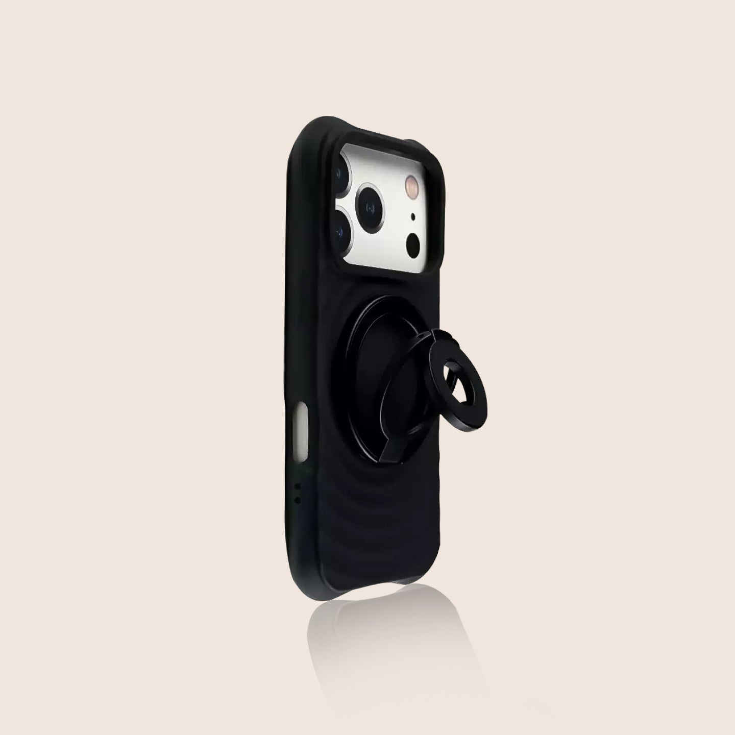 ウェーブテクスチャー マグネットリングホルダー付き iPhoneケース