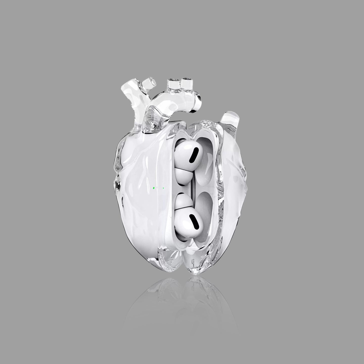 3D Heart Clear Silicone AirPods Case