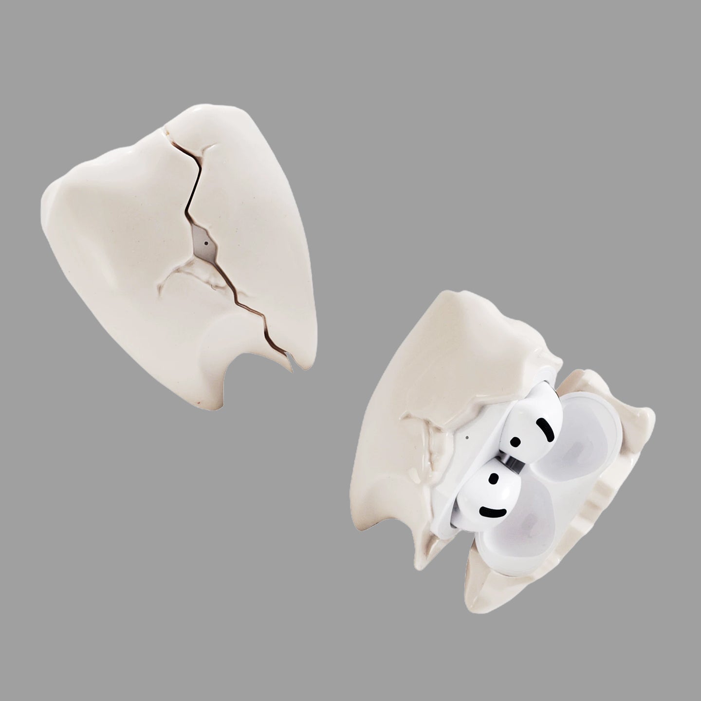 금이 간 치아 모양 에어팟 케이스