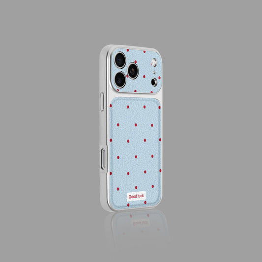 水玉模様レザーiPhoneケース（リストストラップオプション付き）