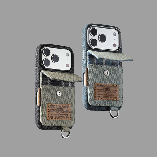 Color Block Denim iPhone Case with Card Slot