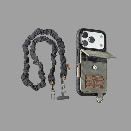 Color Block Denim iPhone Case with Card Slot