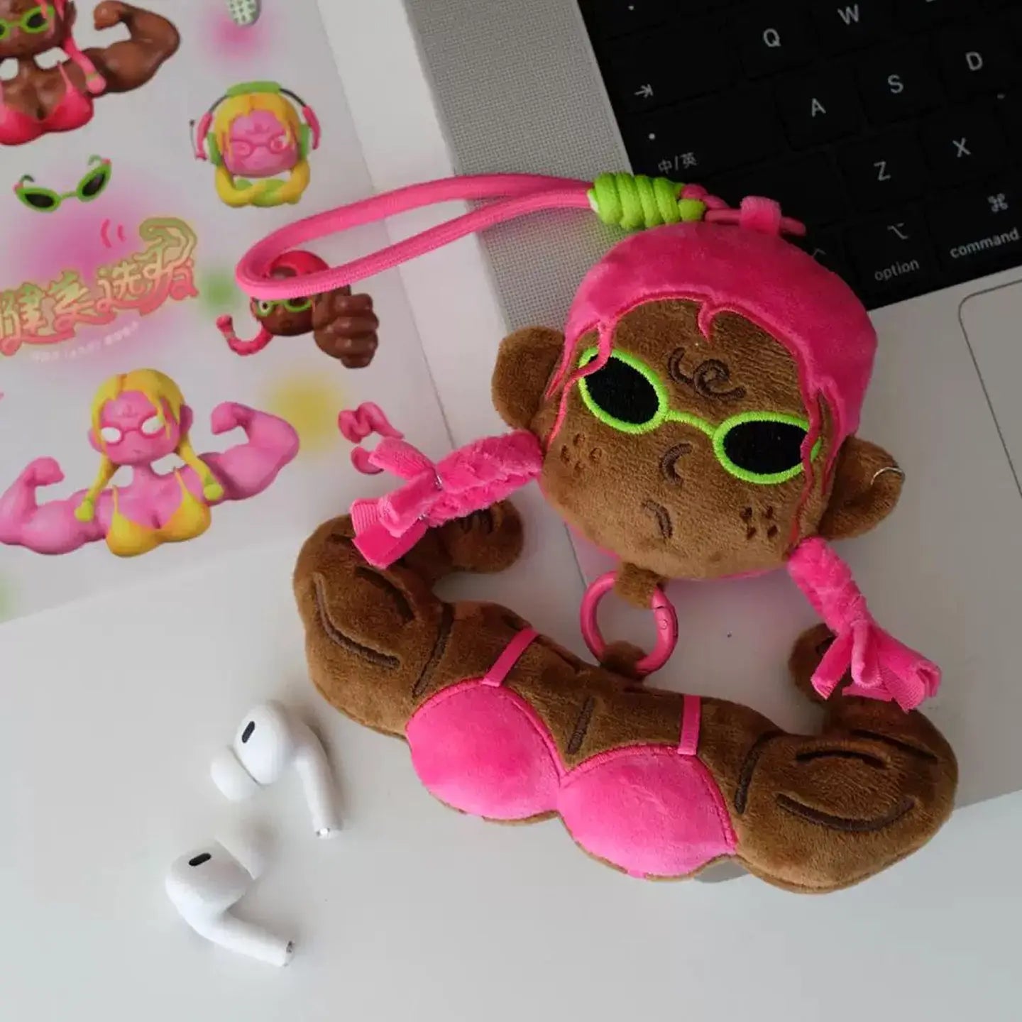 Muscle Fitness Girl Plush Keychain, Funny Bag Charm, Bestie Gift SEACASE
