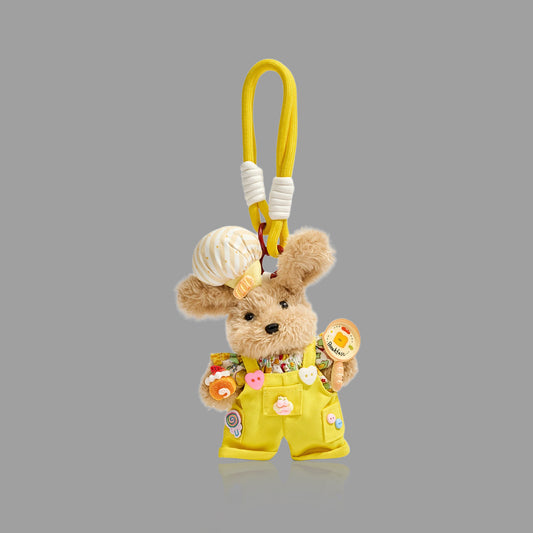 かわいいデザート犬/くまぬいぐるみキーホルダー、ふわふわバッグチャームカーペンダント