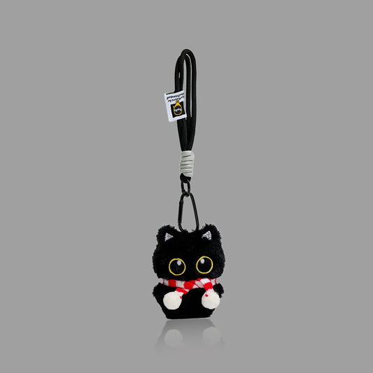 かわいい黒猫のぬいぐるみキーホルダー、やわらかバッグチャーム/カーペンダント