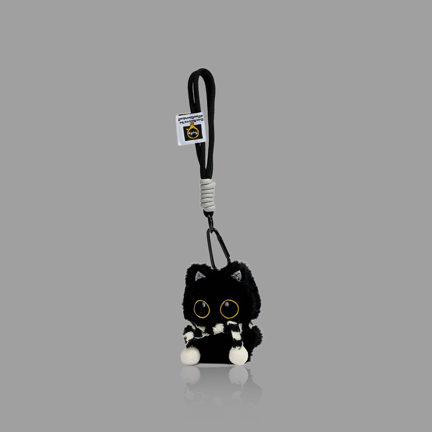 かわいい黒猫のぬいぐるみキーホルダー、やわらかバッグチャーム/カーペンダント