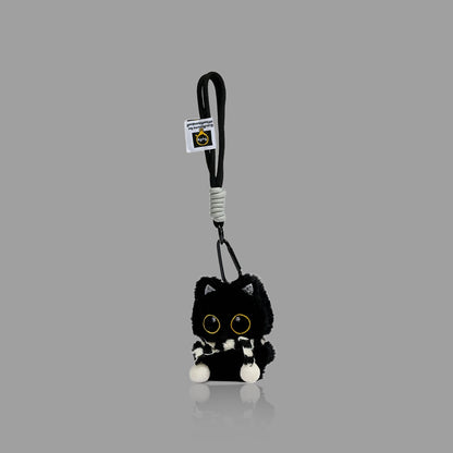 かわいい黒猫のぬいぐるみキーホルダー、やわらかバッグチャーム/カーペンダント