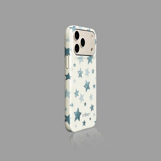 箔押しシャイニーブルースタープリントホワイトiPhoneケース