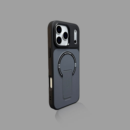 일체형 접이식 스탠드가 있는 미니멀리스트 컬러 블록 MagSafe 호환 아이폰 케이스