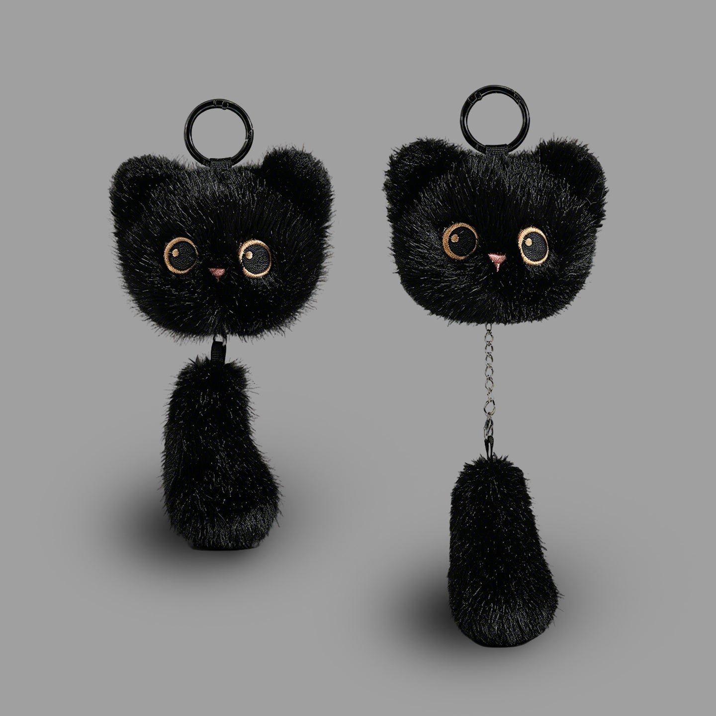 しっぽが動く、ふわふわかわいい猫のぬいぐるみキーホルダー
