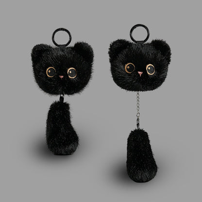しっぽが動く、ふわふわかわいい猫のぬいぐるみキーホルダー