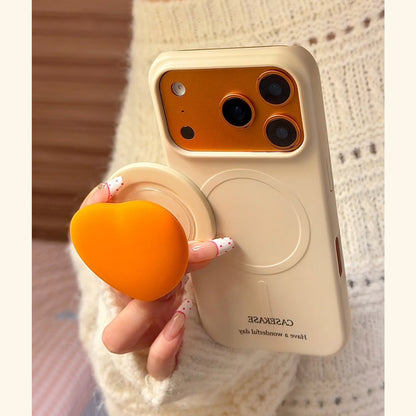 ドーパミン配色のコントラストカラーMagSafe iPhoneケース（ハート型マグネットスタンド付き）