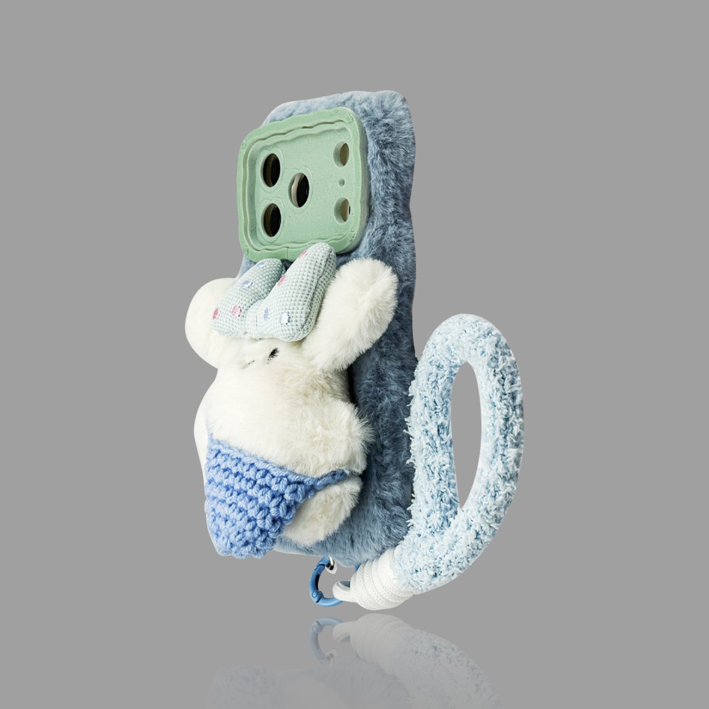 Plush Puppy iPhone Case - Autumn/Winter Bow Decor, Optional Wrist Strap