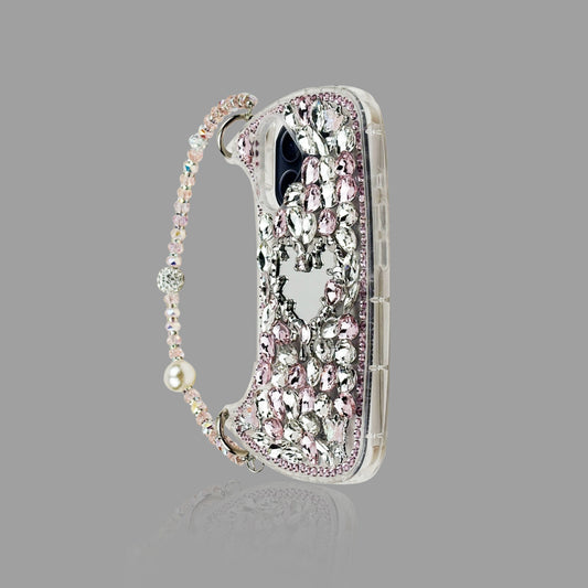 Pink-Silver Gradient Sparkle iPhone Case + Chain Lanyard