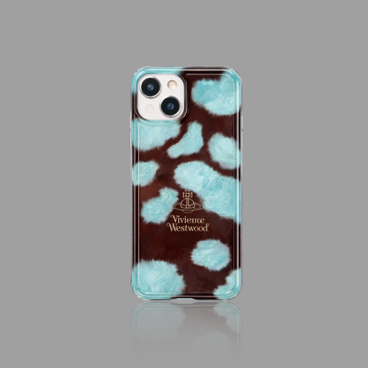 Vintage Blue & Brown Leopard Print iPhone Case