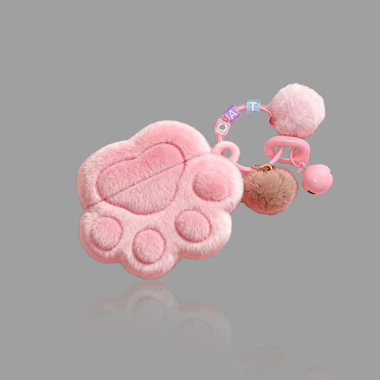 Flocked pink cat-claw design for AirPods protective cases