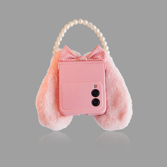 Cute Plush Bunny Ear Flip Case for Samsung Z Flip