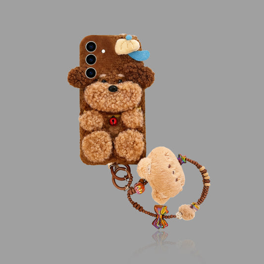 Cute 3D Brown Puppy Plush Case for Samsung Galaxy S-Series
