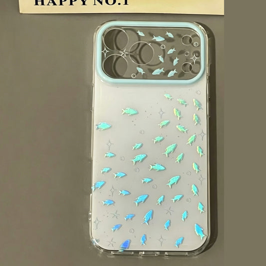 サマーブルー魚iPhoneケース 耐衝撃二層保護