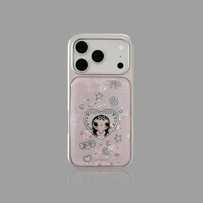 Pink Floral Heart Rhinestone iPhone Case Gentle Style SEACASE