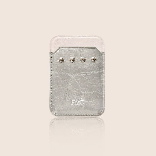 Color-Block Rivet Magnetic Card Holder