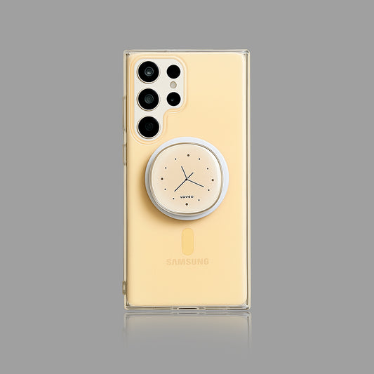 Cream Yellow Magnetic Clock Stand Case for Samsung S Series