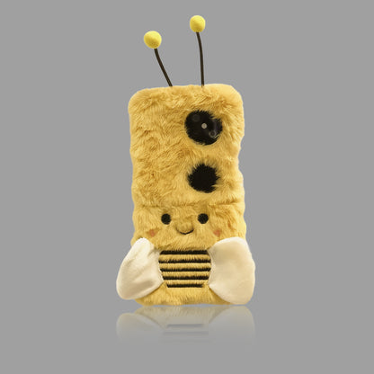 Adorable Fuzzy Bumblebee Phone Case for Samsung Flip7/6/5/4/3