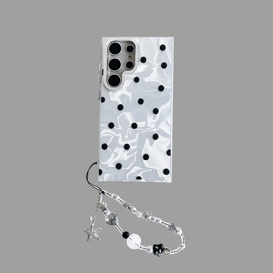 Minimalist Black & White Polka Dot Phone Case for Samsung S22~S25